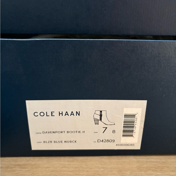 Cole Haan Blue Ankle Boots with Wood-Style Heel - Picture 8 of 9